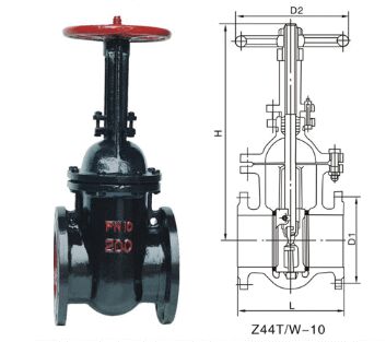 Z44T~Z44W平行式雙閘板閘閥結(jié)構(gòu)圖