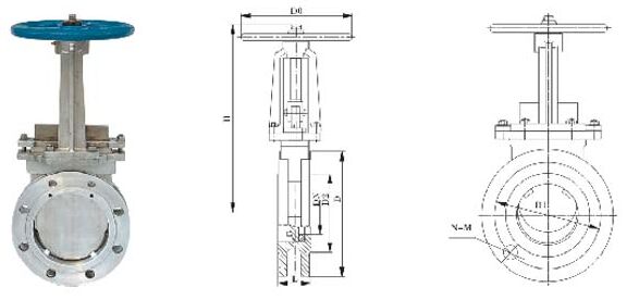 刀型閘閥PZ73H結(jié)構(gòu)圖