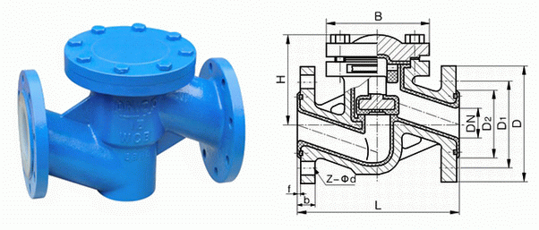 H41F46襯氟止回閥結(jié)構(gòu)圖